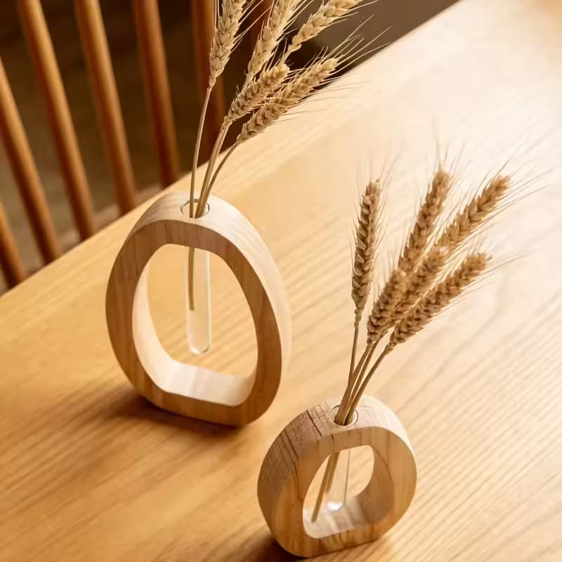 Wooden Hydroponic Vase Set