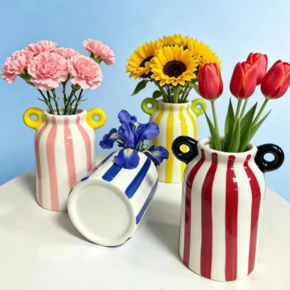 Striped Ceramic Vase