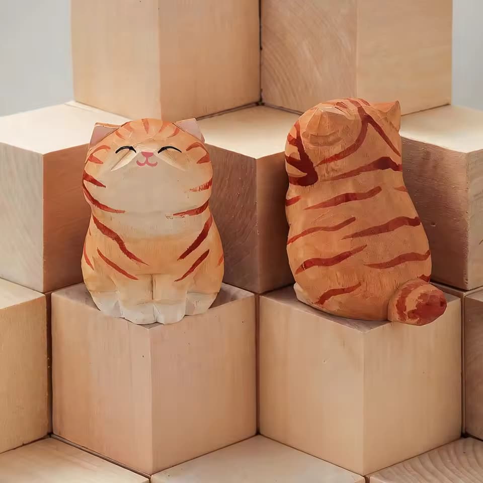 Cat Wood Decor Accent